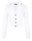 Balmain Button-Trim Cable-Knit Cardigan