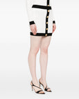 Balmain Button-embellished ribbed-knit mini skirt