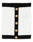 Balmain Button-embellished ribbed-knit mini skirt