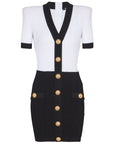 Balmain Two-tone twisted knit bodycon dress