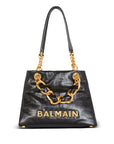 Balmain 1945 Soft PB-monogrammed crinkled small leather tote bag