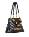 Balmain 1945 Soft PB-monogrammed crinkled small leather tote bag