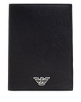 Emporio Armani Passport holder in saffiano leather with ASV eagle plaque