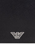 Emporio Armani Passport holder in saffiano leather with ASV eagle plaque