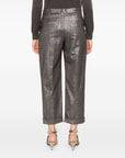 Brunello Cucinelli Pleat-detail metallic trousers