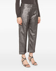 Brunello Cucinelli Pleat-detail metallic trousers