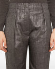 Brunello Cucinelli Pleat-detail metallic trousers