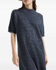Brunello Cucinelli Mohair, virgin wool and cashmere knit dress with dazzling croc motif