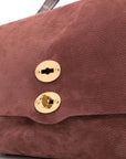 Zanellato Postina Jones Medium handbag in vinaccio suede leather