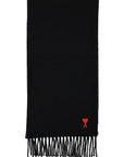 Ami Paris Ami de Coeur fringed-edge wool scarf