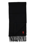 Ami Paris Ami de Coeur fringed-edge wool scarf