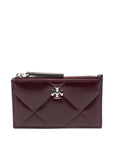 Tory Burch Kira Zipped Card Holder With Diamond Quilting And Worn-look