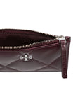 Tory Burch Kira Zipped Card Holder With Diamond Quilting And Worn-look