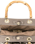 La Milanesa Bamboo-handle quilted tote bag