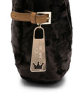 La Milanesa Fur-effect half-moon shoulder bag