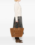 Hogan Pre Medium Script embossed-logo suede tote bag