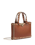 Valentino Garavani Mini Rockstud Shopping Bag in Garnet Calfskin