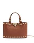 Valentino Garavani Mini Rockstud Shopping Bag in Garnet Calfskin
