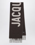 JACQUEMUS Multi-brown wool scarf with logo