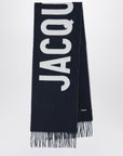 JACQUEMUS Navy blue wool scarf with logo