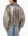 The Attico Anya silver leather bomber jacket