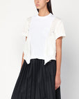 Sacai White cotton and nylon T-shirt
