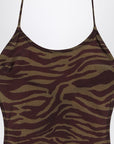 The Attico Zebra one-piece swimsuit in khaki/brown