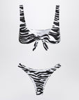 The Attico Two-piece zebra bikini in black/white