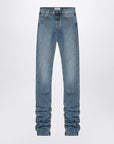 The Attico Sky blue jeans with long leg curled at the hem