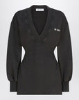 The Attico Washed-effect black mini dress with logo