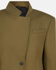 The Attico Asymmetric military green wool jacket
