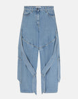 The Attico Wide light blue jeans with ribbons