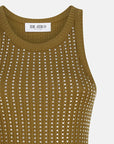 The Attico Military green mini dress with rhinestones