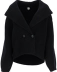 Toteme black wool ribbed cardigan with shawl collar