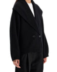 Toteme black wool ribbed cardigan with shawl collar