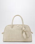 JACQUEMUS Ivory crocodile effect leather travel bag