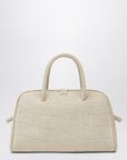JACQUEMUS Ivory crocodile effect leather travel bag
