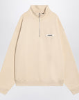 JACQUEMUS Beige cotton zip-up sweatshirt
