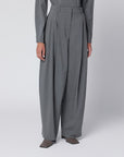 JACQUEMUS Grey pleated wool trousers