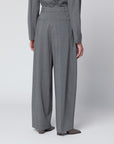 JACQUEMUS Grey pleated wool trousers