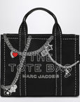 Marc Jacobs The Small Tote Bag nera in canvas with designs