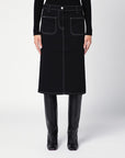 Courreges Courrèges Black denim midi skirt