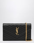 Saint Laurent Black Cassandre chain clutch bag