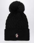 Moncler Grenoble Black wool hat with pom pom
