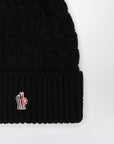 Moncler Grenoble Black wool hat with pom pom