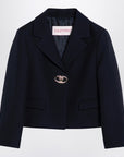 Valentino Single-breasted navy wool crop jacket