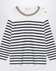 Valentino Ivory/navy striped jersey with embroidery