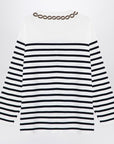 Valentino Ivory/navy striped jersey with embroidery