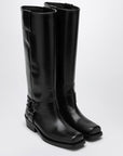 Valentino Garavani Black leather Biker Rockstud high boot