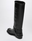 Valentino Garavani Black leather Biker Rockstud high boot